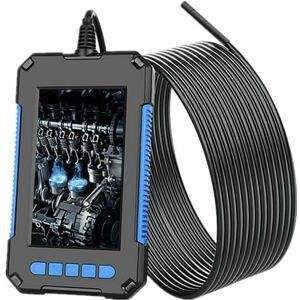 ALWAYSH Industrial Borescope, 1080P hd Digital Inspection Camera, 4.3 Screen, 5.5mm Waterproof Snake Camera, with 6 led Lights, 5m Semi-Rigid Cable - Blue