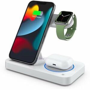 Denuotop - 3-in-1 Inductive Wireless Charger, Compatible with iphone 14 13 12 11 Pro Max/Plus/XR xs x Und iwatch Foldable Fast Charging Station,