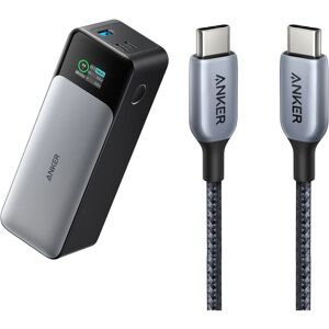 Anker 737 Power Bank (PowerCore 24K) and Anker 765 USB-C to USB-C Cable (140W Nylon) Black