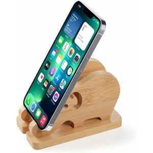 Héloise - Bamboo Elephant Shaped Phone Holder for Desktop, Detachable Wooden Holder for Mobile Phone, iPhone, Samsung, Huawei, Xiaomi