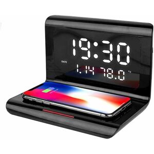 PESCE Digital Alarm Clock with Charging Dock, 10W Wireless Charger with Alarm Clock Compatible for Huawei Mate P30 Pro/20 Pro, Galaxy S20/S10/S9/S8, iPhone
