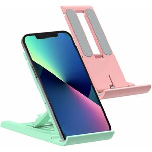 Héloise - Pack Mini Foldable Cell Phone Stand, Adjustable Mobile Phone Holder for Desk, Compatible with iPhone/Tablet/Smartphones (Green)