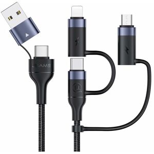 HOOPZI Power Bank 60W Multi USB Cable, Wiredge 6 in 1 Multi USB Charger Nylon PD 3A Fast Charging Cable 1.2M USB A/USB C to USB C (60W)/(20W) Universal USB