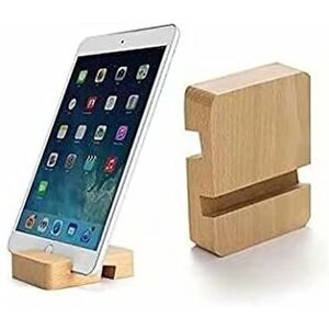 HÉLOISE Wooden Double Slot Mobile Phone Desktop Holder,Portable Desktop Mobile Phone Stand Dock for Smartphone iPhone iPad (001)