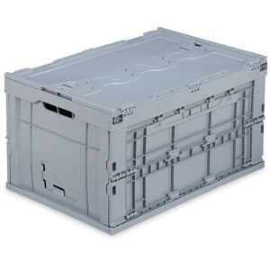 Professional Storage Box, Sturdy, Commercial Crate, Lidded, 32.5x58x39.5cm, Grey - Relaxdays