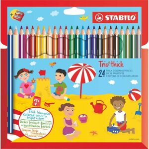 Trio Thick Colouring Pencil Assorted Colours (Pack 24) - Assorted Colours - Stabilo