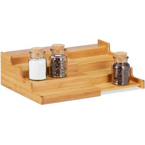 Relaxdays Bamboo Spice Rack, 4-Tier, Extendable, Natural Look, Moisture-Resistant, HWD: 11x38.5x28, Natural