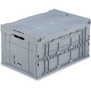 Professional Storage Box, Sturdy, Commercial Crate, Lidded, 32.5x58x39.5cm, Grey - Relaxdays