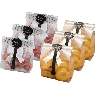 STUNACY 150pcs Translucent Cookie Bags With Ribbons Stickers For Packaging Cake Chocolate Candy Snack Baked Goods STUNACY 150pcs Translucent Cookie Bags With Ribbons Stickers For Packaging Cake Chocolate Candy Snack Baked Goods