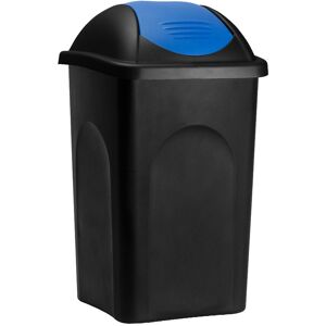 Stefanplast - Black Kitchen Bin with Swing Lid 60 Litre Capacity Rubbish Bin, Waste Bin, Paper Basket, Recycling Bin 68 x 41 x 41cm Black/Blue - Blue