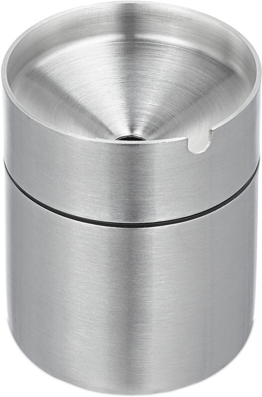 Relaxdays Ashtray with Funnel Lid, Stainless Steel, Outside, Inside, HxD 8.5 x 7 cm, Cigarette Holder, Windproof, Silver