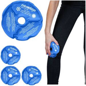 Gel Knee Pads, Set of 4, Cold & Warm Compress, Cooling Pack, First Aid, Cut Out for Kneecap, Pain Relief, Blue - Relaxdays