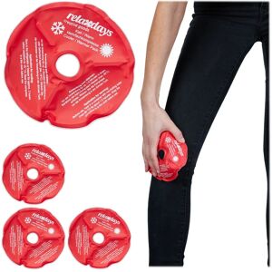 Gel Knee Pads, Set of 4, Cold & Warm Compress, Cooling Pack, First Aid, Cut Out for Kneecap, Pain Relief, Red - Relaxdays