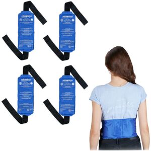 Relaxdays - Hot and Cold Gel Pack, Back Strap, Set of 4, Warm Compress, Cooling Pad, First Aid, Injury & Pain Relief, Blue