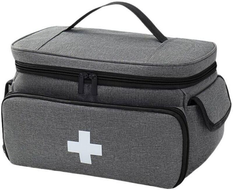 COOCHEER Empty Waterproof First Aid Kit, Large Capacity Travel Medicine Bag, Portable Medicine Bag with Strap, Medical Emergency Bag for Outdoor Activities,