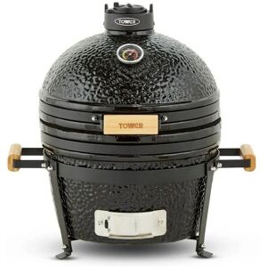 T978531 Kamado Maxi Ceramic Charcoal bbq with Durable Ceramic Body, Black - Tower