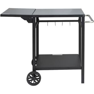 VEVOR Outdoor Grill Dining Cart with Double-Shelf, bbq Movable Food Prep Table, Multifunctional Foldable Iron Table Top, Portable Modular Carts for Pizza