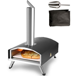 VEVOR Outdoor Pizza Oven, 12-inch, Wood Pellet and Charcoal Fired Pizza Maker, Portable Outside Stainless Steel Pizza Grill with Pizza Stone, Waterproof