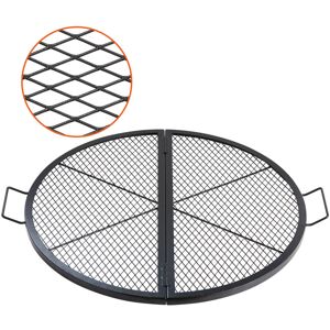 VEVOR X-Marks Fire Pit Grill Grate, Foldable Round Cooking Grate, Heavy Duty Steel Campfire bbq Grill Grid with Handle and Support x Wire, Portable Camping