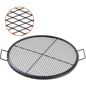 VEVOR X-Marks Fire Pit Grill Grate, Round Cooking Grate, Heavy Duty Steel Campfire bbq Grill Grid with Handle and Support x Wire, Portable Camping Cookware