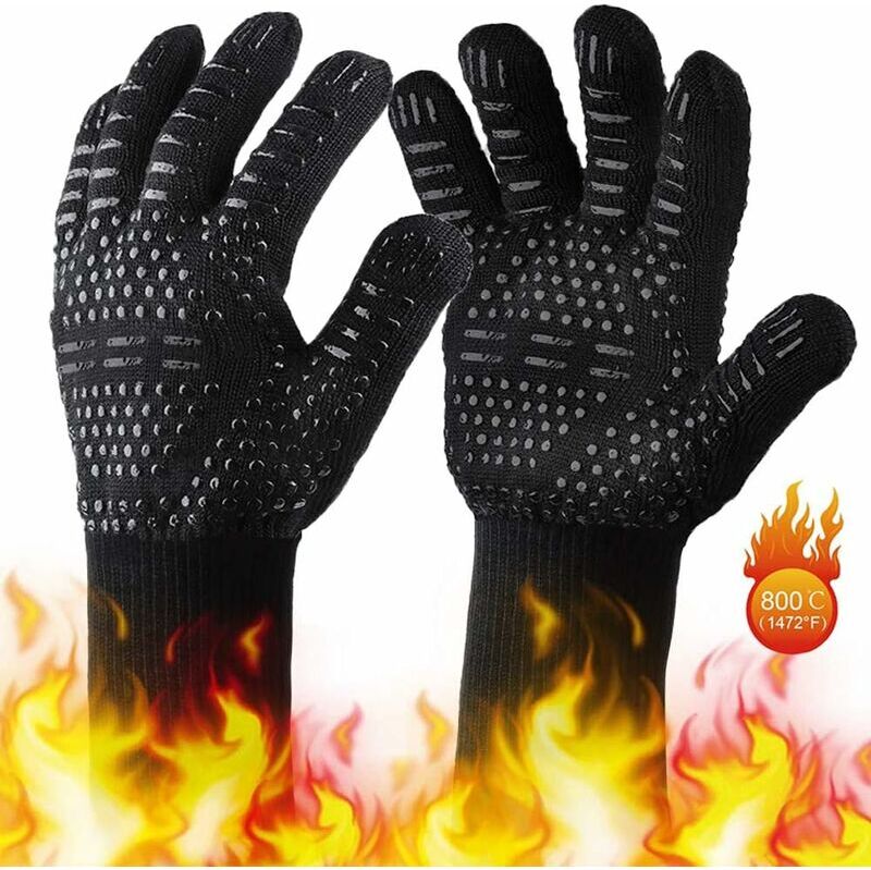 TINOR 1 Pair Barbecue Gloves, Heat Resistant Oven Gloves Up to 800°C Universal Non-Slip Heat Resistant Oven Gloves Gloves Perfect for bbq Grill Oven