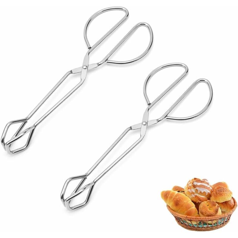 Denuotop - 2 Pieces Barbecue Tongs, 10'x3.75' Grill Tongs, Kitchen Tongs, Stainless Steel, Heat Resistant, for Family Kitchens, Restaurants, Hotels,
