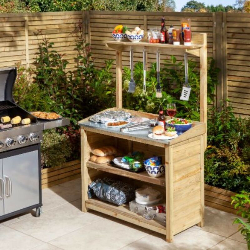 Rowlinson - Barbecue bbq Servery Side Table Stand Garden Bar Station