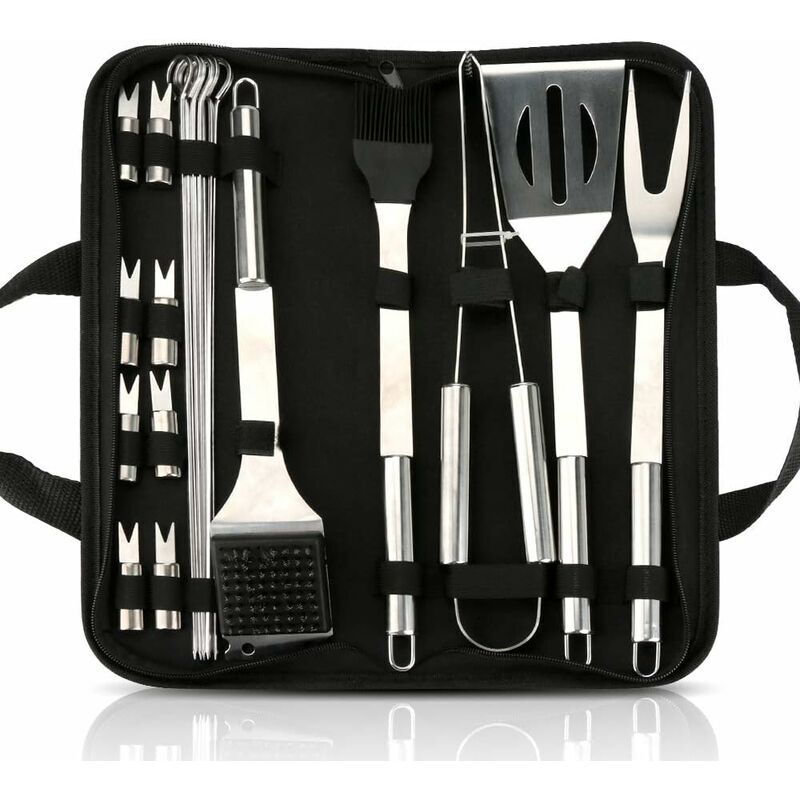 HIASDFLS 20 Pieces Barbecue Set Stainless Steel Accessory Barbecue Set Camping Grills Case Barbecue Utensils Ideal Gifts Storage Camping Kit/BBQ Accessories