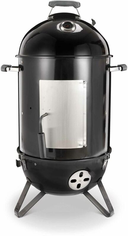 SWEEEK Charcoal smoker barbecue Ø44cm - Jacques - Smoker premium with aerators, smoker, grill, smoking box, black - Black