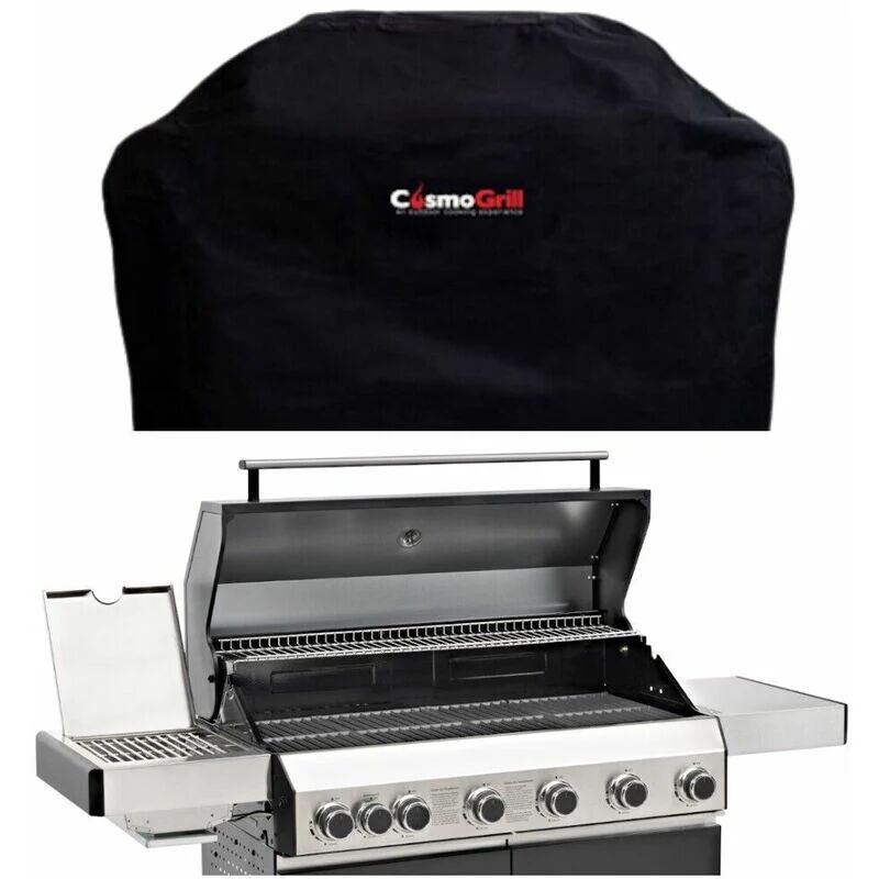 COSMOGRILL ™ CosmoGrill 6+1 Platinum Black Gas Barbecue incl. Side Burner + Cover