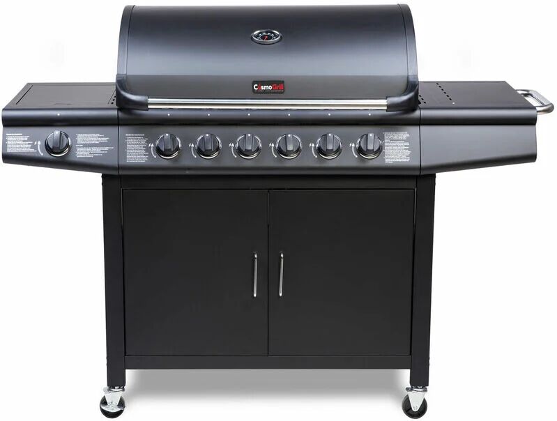 COSMOGRILL ™ CosmoGrill 6+1 Pro Gas Burner Grill Barbecue Incl. Side Burner - Black 77 x 42 cm - Black