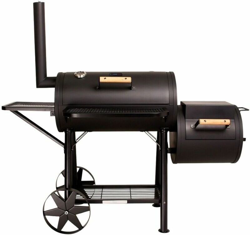 COSMOGRILL ™ CosmoGrill Smoker 90KG XXL Barbecue with Temperature Gauge & Charcoal Barrel - BLACK