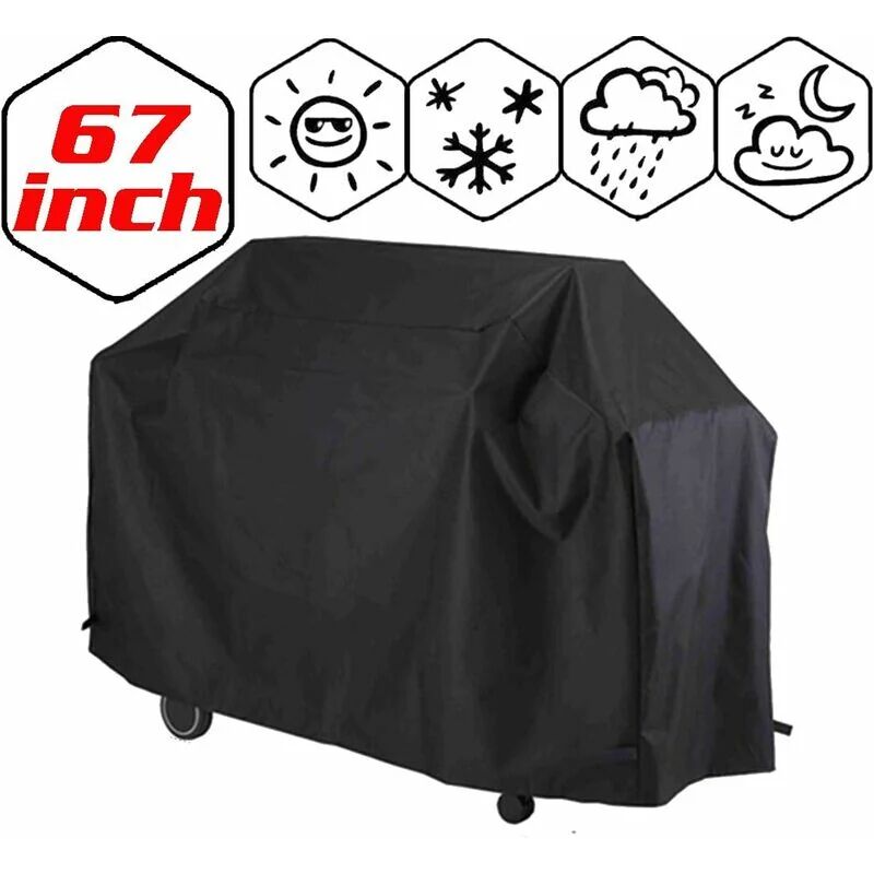 LANGRAY Garden bbq Cover Barbecue Protector Outdoor Burner Grill Dust Rain Cover Heavy Duty, Waterproof, uv Repellent, Double Stitching, Elastic Hem Cord,