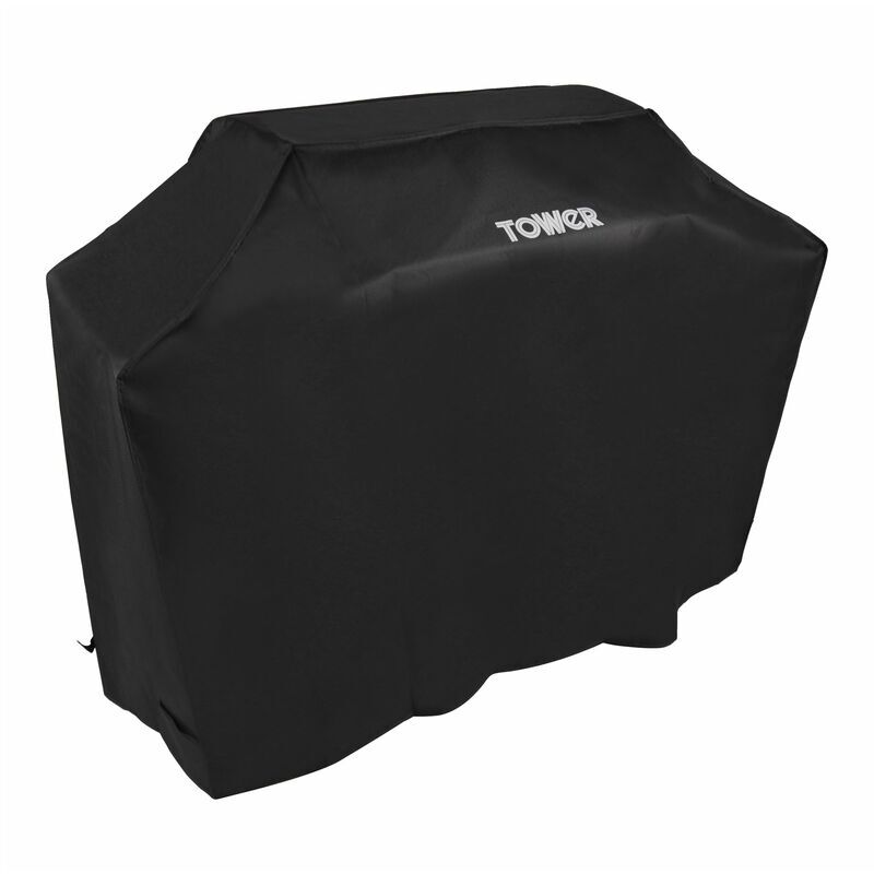 T978502COV Cover for Barbecue, Compatible with Most 4 Burner BBQs up to H112 x W142 x D53cm, Black - Tower