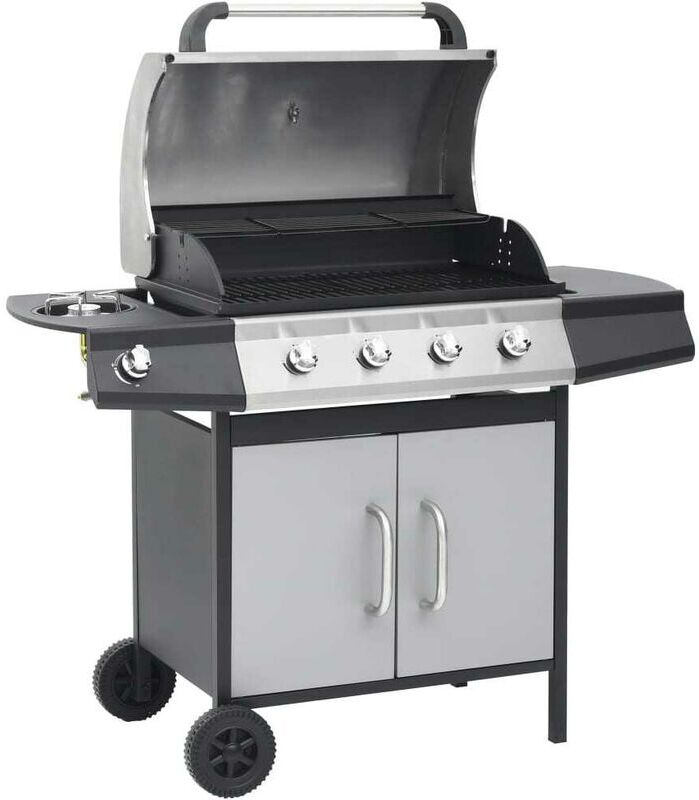 Gas Barbecue Grill 4+1 Cooking Zone Steel & Stainless Steel - Hommoo