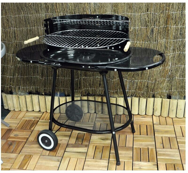 Kingfisher - Oval Trolley Garden Barbecue / bbq with Warming Tray