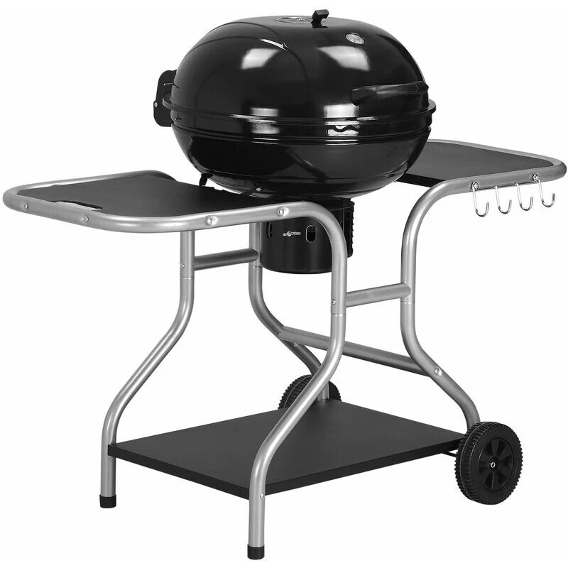 Outsunny - Garden Charcoal Barbecue Grill Trolley bbq Patio Heating w/ Wheels - Black