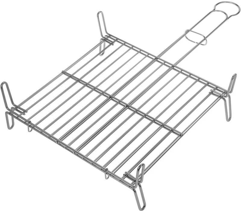 Primematik - Double galvanized iron barbecue grill with handle 35x35 cm