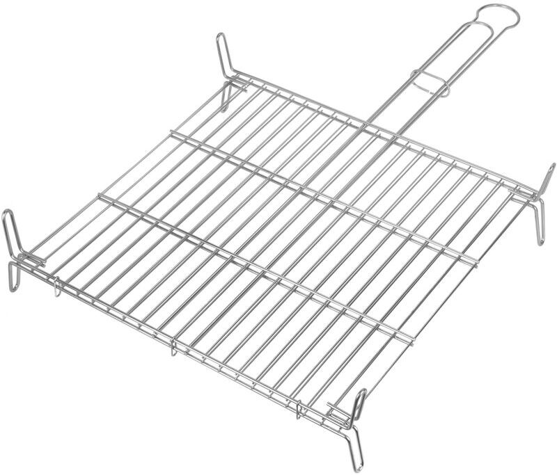 Primematik - Double galvanized iron barbecue grill with handle 50x50 cm