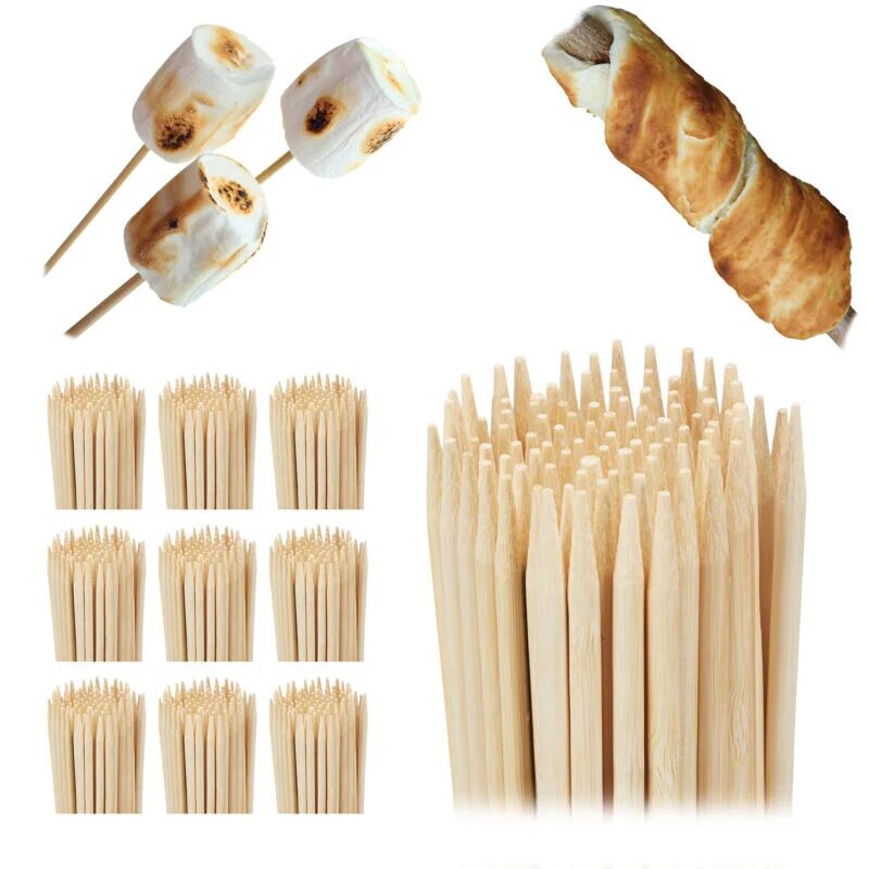 Relaxdays barbecue skewers made of bamboo, set of 1000, for marshmallows and stick bread, campfire, universal, 90 cm long, natural