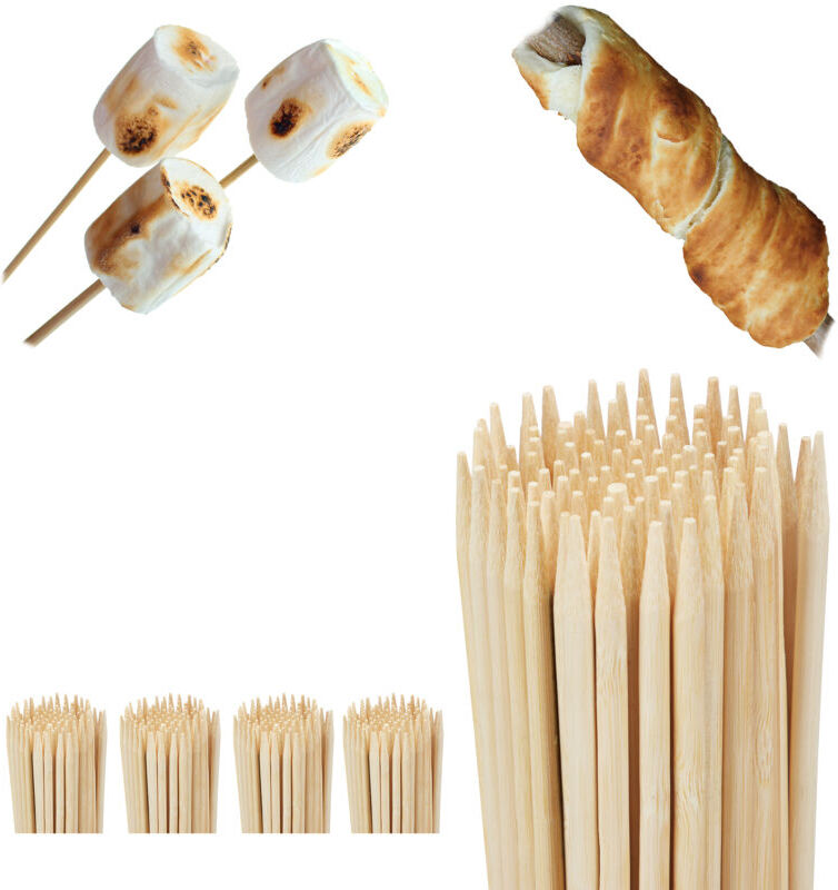 Barbecue Skewers, Set of 500, for Marshmallows, Meat & Veg, for BBQs & Campfires, 90cm Long, Universal, Bamboo - Relaxdays