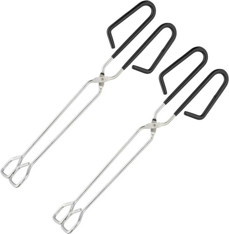 Set of 2 Barbecue Tongs, Heat-Resistant Stainless Steel, Scissor Shape, for Grill & Kitchen, Silver/Black - Relaxdays