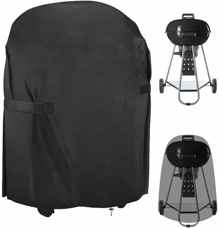 Rhafayre - Barbecue Cover, Round Barbecue Cover, Outdoor Barbecue Protection, Barbecue Cover Fits Most Grills, 77 x 90 cm, Black