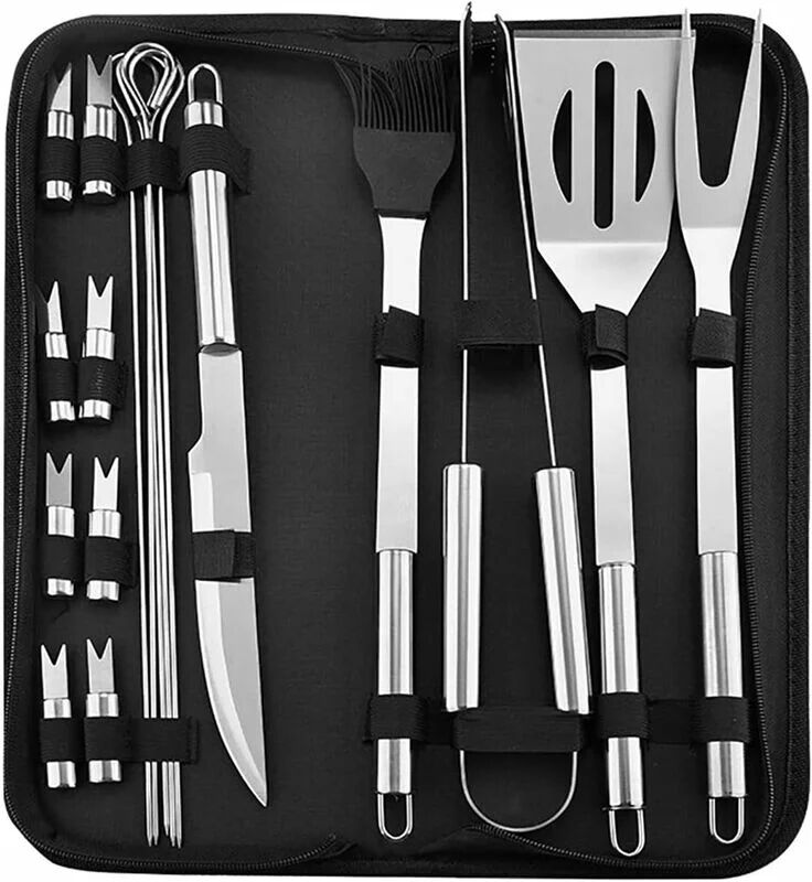 Bbq Tool Set, 18 Pieces Barbecue Utensils for Grilling, Stainless Steel bbq Accessories, Grill Tools for Outdoor Camping Garden bbq - Rhafayre