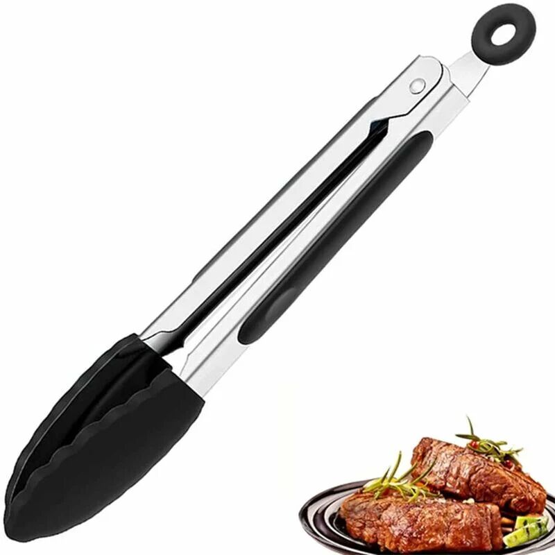 RHAFAYRE Professional Kitchen Tongs, Barbecue Tongs, Stainless Steel and Non-Slip Silicone Kitchen Tongs, Heat Resistant, Kitchen Utensils for Cooking,