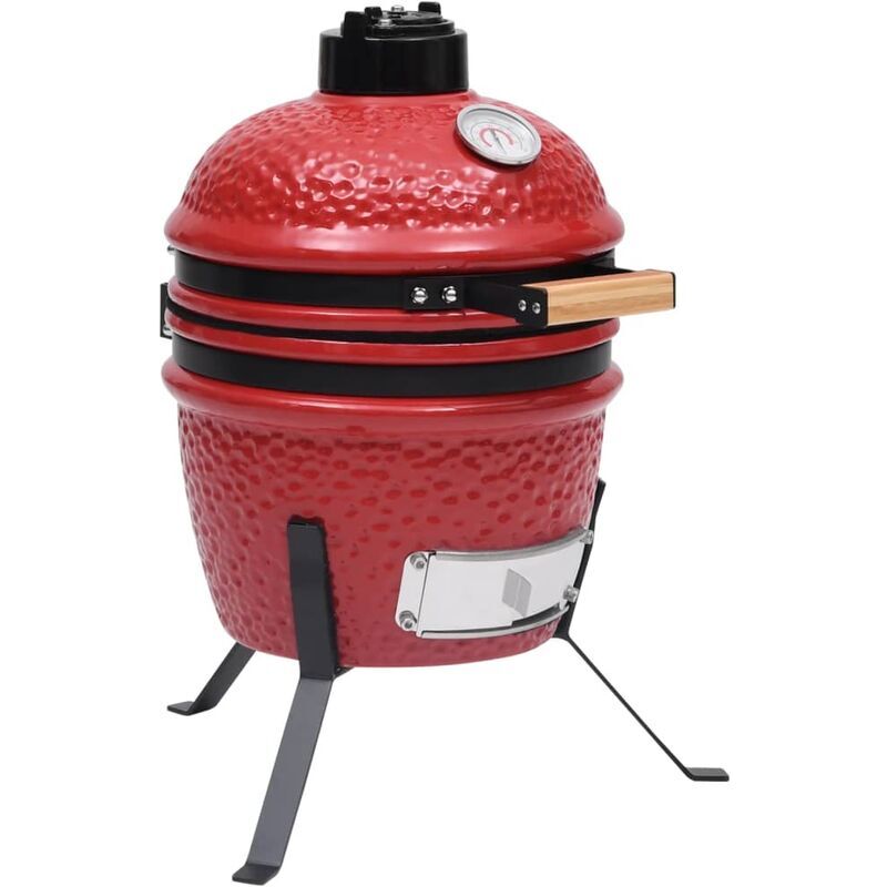 BERKFIELD HOME Royalton 2-in-1 Kamado Barbecue Grill Smoker Ceramic 56 cm Red