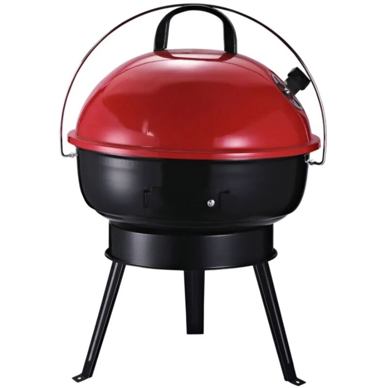 UNIQUEHOMEFURNITURE Small Portable bbq Mobile Camping Barbecue Metal Heater Lid Charcoal Grill Cook