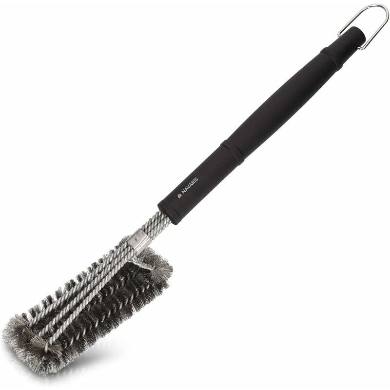 TINOR Steel Barbecue Brush - Cleaning Brush for Gas or Charcoal BBQ Grill and Oven - Triple Metal Brush and Extra Long Handle