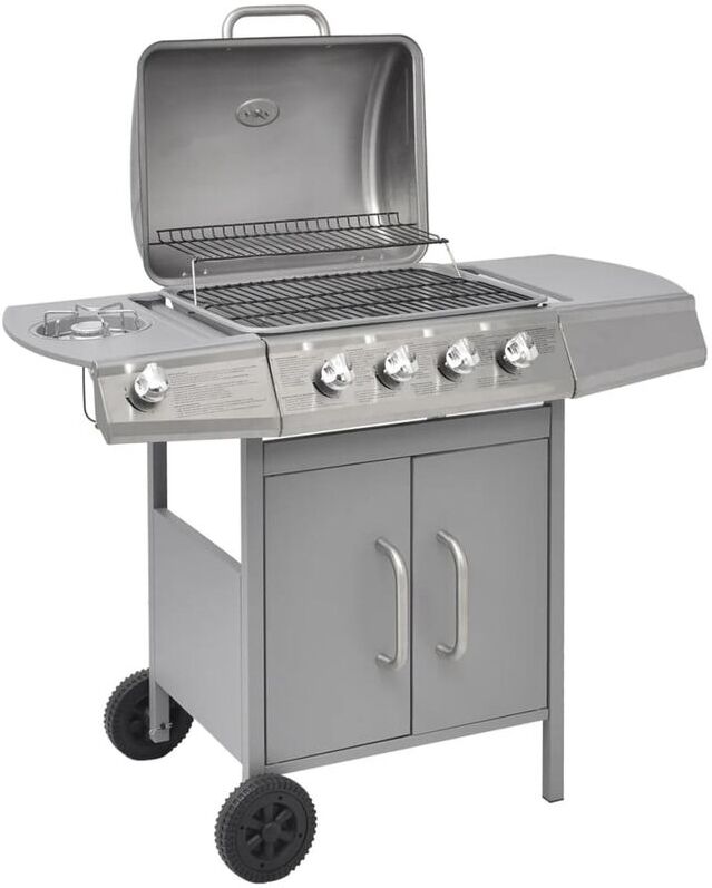 Gas Barbecue Grill 4+1 Cooking Zone Silver Vidaxl Silver