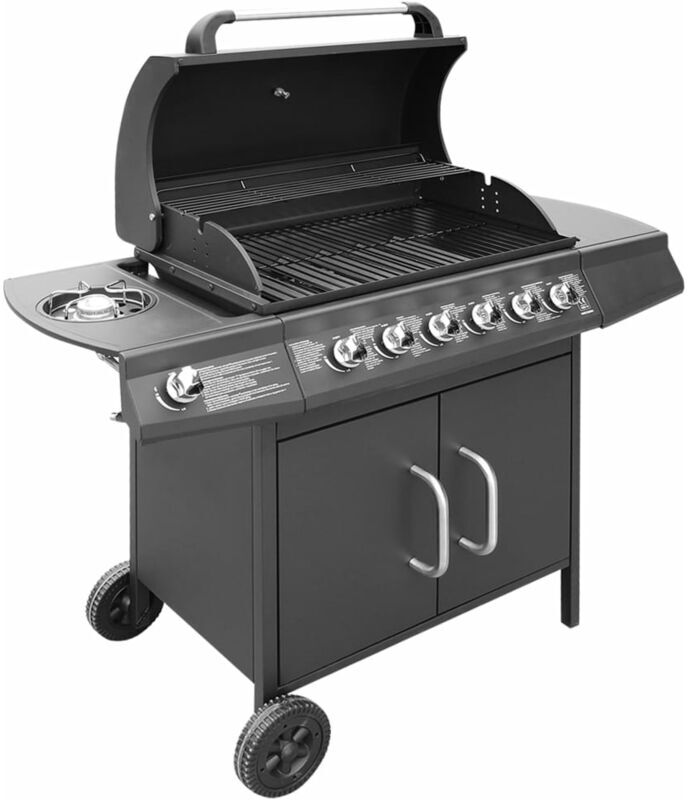 Gas Barbecue Grill 6+1 Cooking Zone Black Vidaxl Black